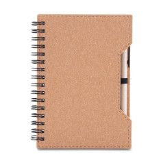 Caderno a6 capa em papelão reciclado com caneta personalizado