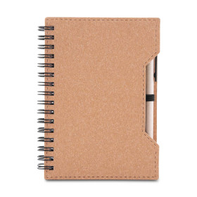Caderno a6 capa em papelão reciclado com caneta personalizado