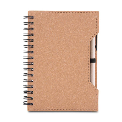 Caderno a6 capa em papelão reciclado com caneta personalizado