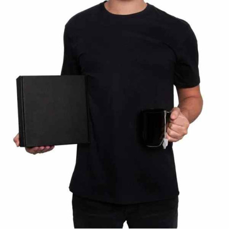 Kit Caneca Em Cerâmica Preta E Camiseta - 2 Pçs - Tam. XGG Personalizado 
