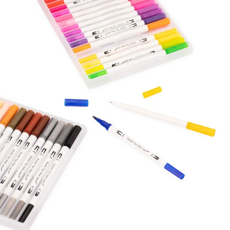 Kit Canetinhas Ponta Dupla Com 100 Cores Promocional