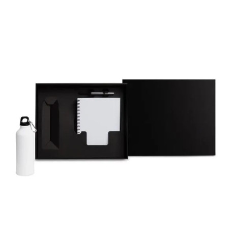 Kit Com Squeeze, Caneta E Caderno - Branco - 3 Pçs Personalizado