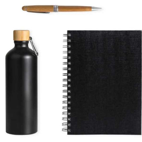 Kit Garrafa, Caderno E Caneta Personalizado 