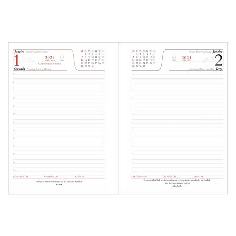 Agenda Diária Couro Sintético Personalizada 2025