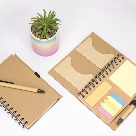 Caderno Ecológico com Autoadesivos e Caneta Personalizado