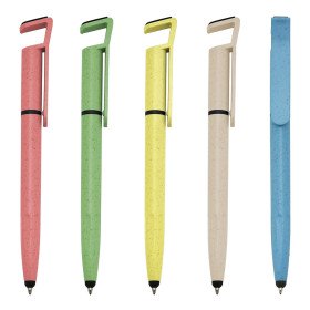 Caneta Fibra de Bambu Com Touch e Suporte Para Celular Personalizada