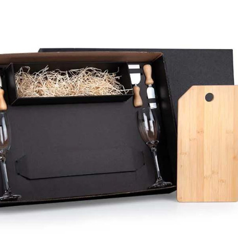 Kit Queijo e Champagne 7 Peças Personalizado com Logo