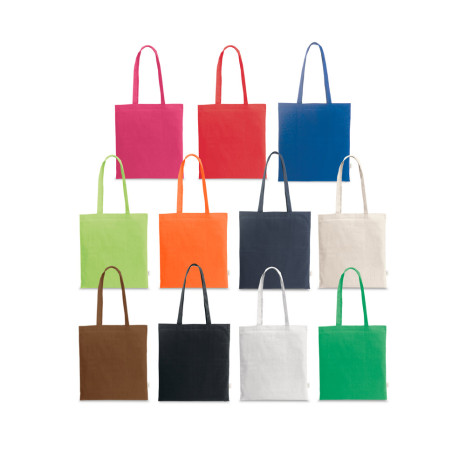 Sacola em 70% algodão reciclado e 30% poliéster reciclado (180 g/m²) sem tingimento promocional