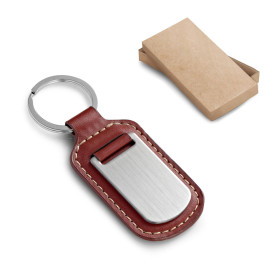 Chaveiro de Couro Com Placa de Metal