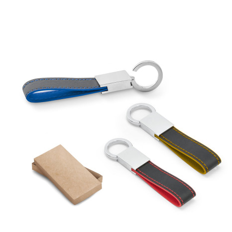 Chaveiro de Couro Colorido Com detalhes Em Metal