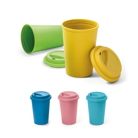 Copo Colorido Fibra de Bambu Com Logo Personalizado