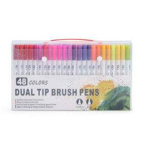 Kit canetinhas ponta dupla com 48 cores para brinde