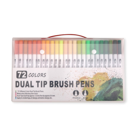 Kit canetinhas ponta dupla 72 cores personalizado