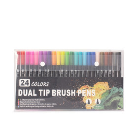 Kit canetinhas ponta dupla 24 cores  promocional