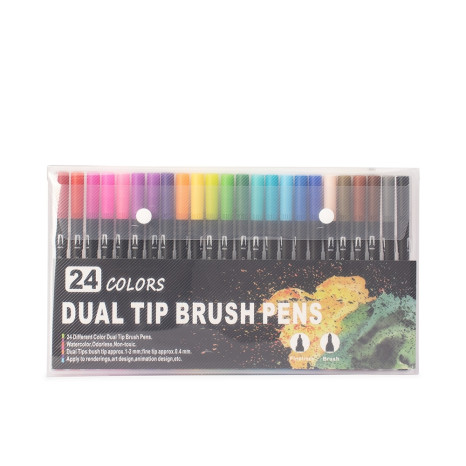 Kit canetinhas ponta dupla 24 cores  promocional