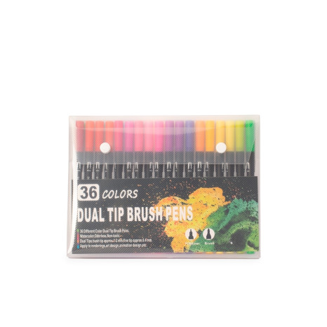 Kit canetinhas ponta dupla 36 cores  com logotipo