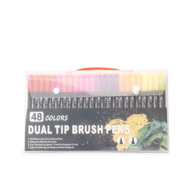 Kit canetinhas ponta dupla 48 cores  para empresas