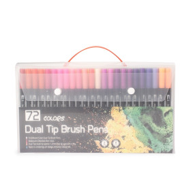 Kit canetinhas ponta dupla 72 cores  personalizado