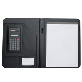 Pasta de convenção com bloco e calculadora com logotipo