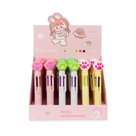 Caneta plástica patinha multicolor promocional