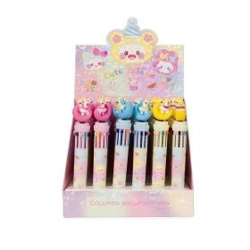 Caneta plástica unicórnio multicolor para empresas