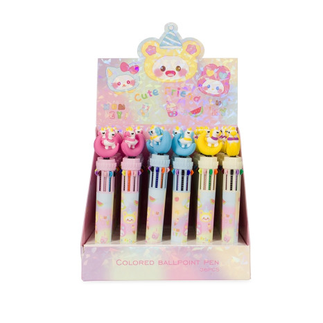 Caneta plástica unicórnio multicolor para empresas