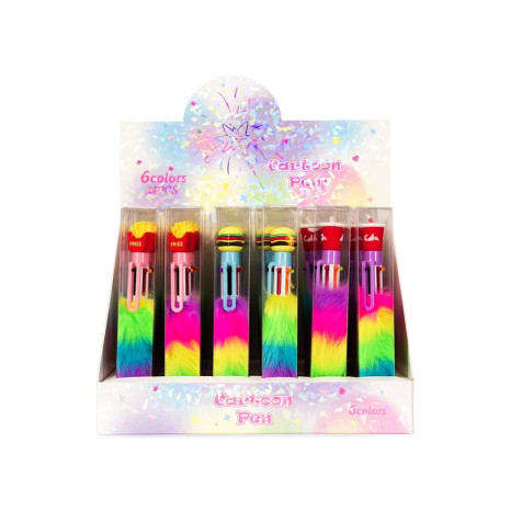 Caneta plástica pelúcia multicolor personalizado