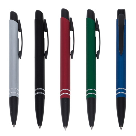 Caneta semi - metal com 2 aneis  com logotipo