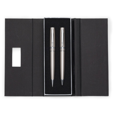 Conjunto caneta e lapiseira metal personalizado