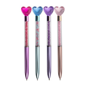 Caneta coração com strass promocional