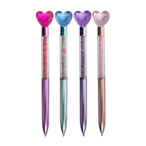 Caneta coração com strass promocional